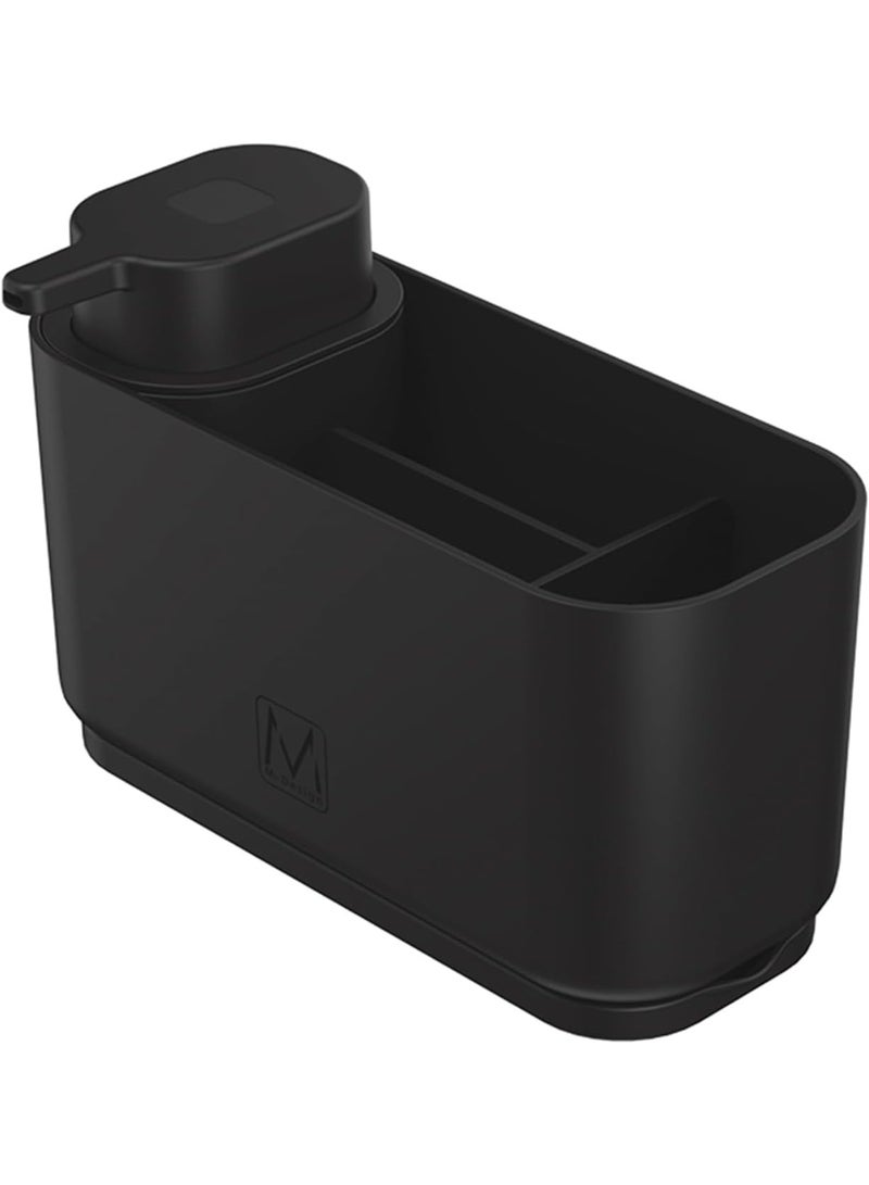m-design Black Sink Organiser for Kitchen – Countertop Sponge Holder & Dishwashing Caddy – Multi-Compartment Sink Storage Rack for Soap, Sponges, Brushes & Cleaning Accessories - Image 1